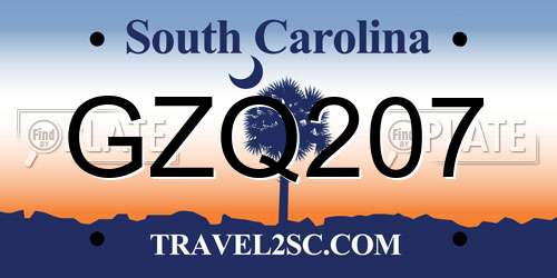 GZQ207 South Carolina License Plate