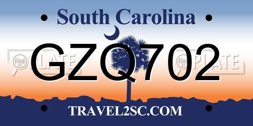 GZQ702 South Carolina License Plate