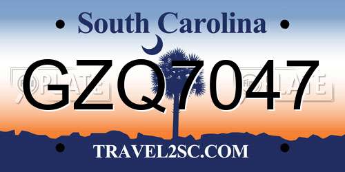 GZQ7047 South Carolina License Plate