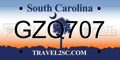 GZQ707 South Carolina License Plate