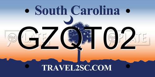 GZQT02 South Carolina License Plate