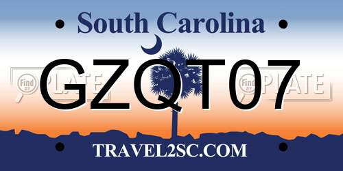 GZQT07 South Carolina License Plate
