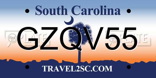 GZQV55 South Carolina License Plate