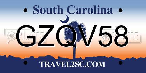 GZQV58 South Carolina License Plate