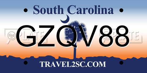GZQV88 South Carolina License Plate