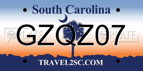 GZQZ07 South Carolina License Plate