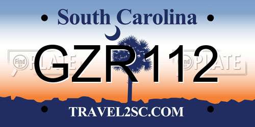 GZR112 South Carolina License Plate