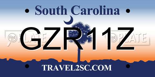 GZR11Z South Carolina License Plate