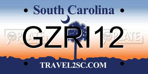GZRI12 South Carolina License Plate