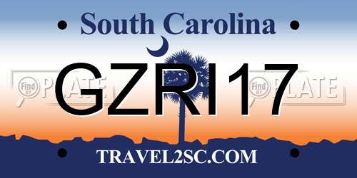GZRI17 South Carolina License Plate