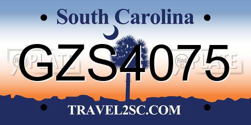 GZS4075 South Carolina License Plate
