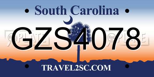 GZS4078 South Carolina License Plate