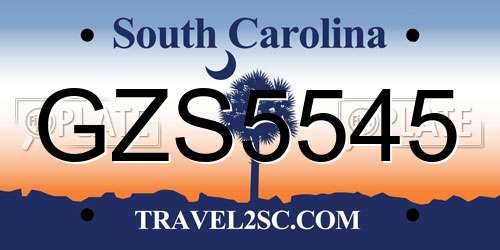 GZS5545 South Carolina License Plate