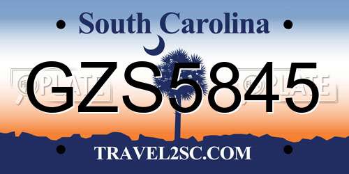 GZS5845 South Carolina License Plate