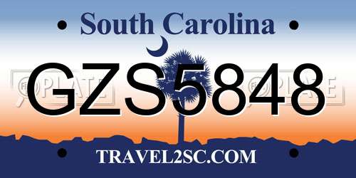 GZS5848 South Carolina License Plate