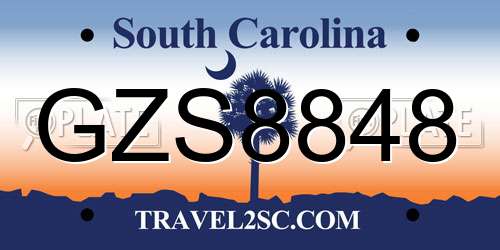 GZS8848 South Carolina License Plate