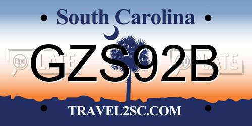 GZS92B South Carolina License Plate