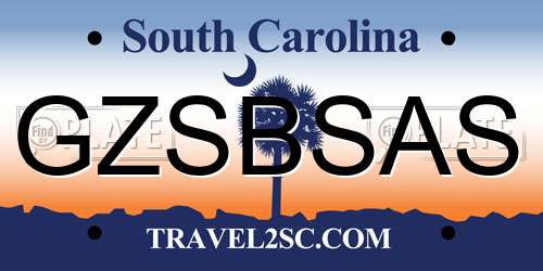 GZSBSAS South Carolina License Plate