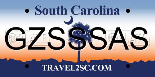 GZSSSAS South Carolina License Plate