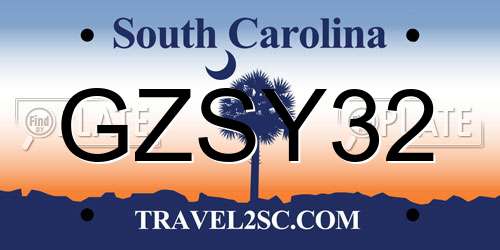 GZSY32 South Carolina License Plate
