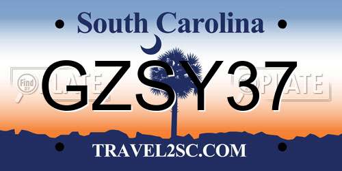 GZSY37 South Carolina License Plate
