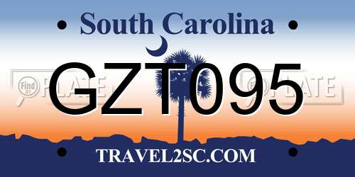 GZT095 South Carolina License Plate