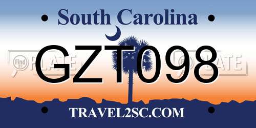 GZT098 South Carolina License Plate