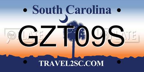 GZT09S South Carolina License Plate