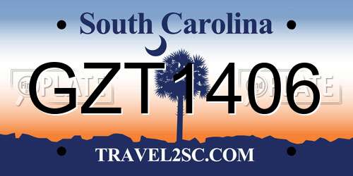 GZT1406 South Carolina License Plate