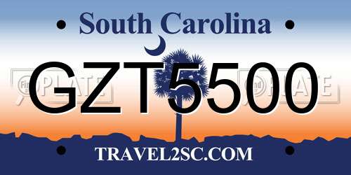 GZT5500 South Carolina License Plate