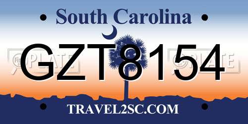 GZT8154 South Carolina License Plate