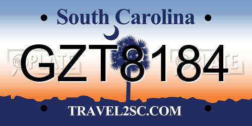 GZT8184 South Carolina License Plate