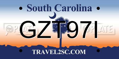 GZT97I South Carolina License Plate