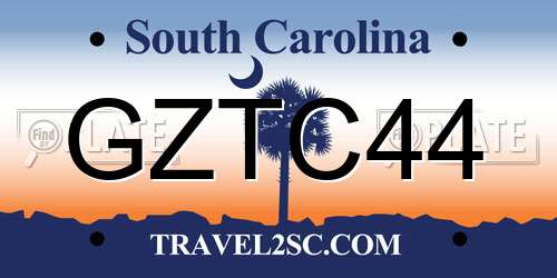 GZTC44 South Carolina License Plate