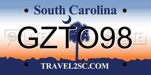 GZTO98 South Carolina License Plate