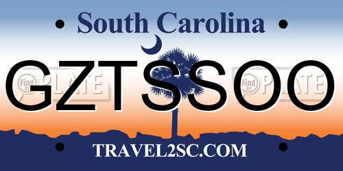 GZTSSOO South Carolina License Plate