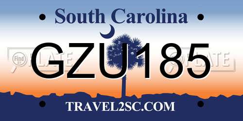 GZU185 South Carolina License Plate