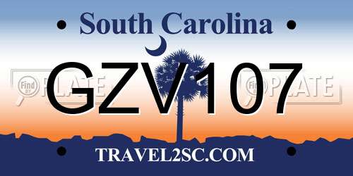 GZV107 South Carolina License Plate