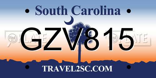 GZV815 South Carolina License Plate