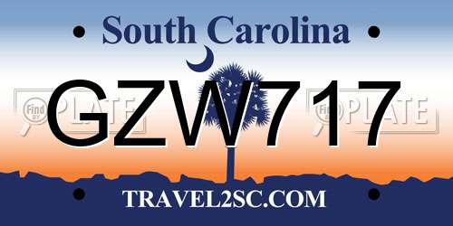 GZW717 South Carolina License Plate