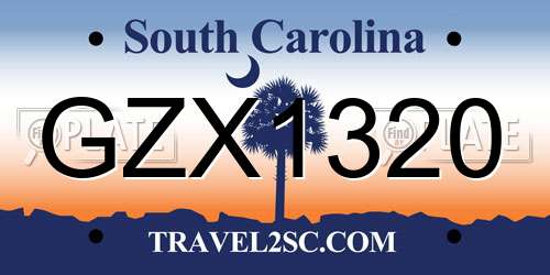GZX1320 South Carolina License Plate