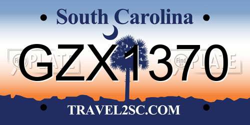 GZX1370 South Carolina License Plate