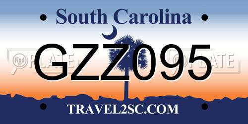 GZZ095 South Carolina License Plate