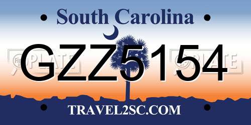 GZZ5154 South Carolina License Plate