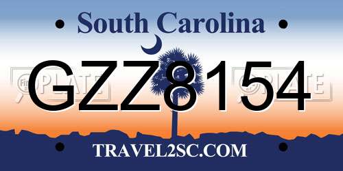 GZZ8154 South Carolina License Plate