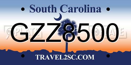 GZZ8500 South Carolina License Plate