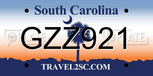 GZZ921 South Carolina License Plate
