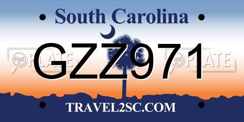GZZ971 South Carolina License Plate