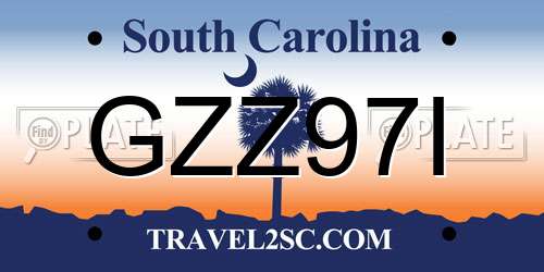 GZZ97I South Carolina License Plate