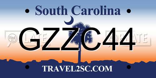 GZZC44 South Carolina License Plate